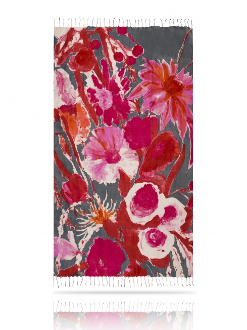 Палантин из натурального шелка ФЕЙЕРВЕРК ЦВЕТА S23-FLEUR.MODERNE/ROSE.CLAIR